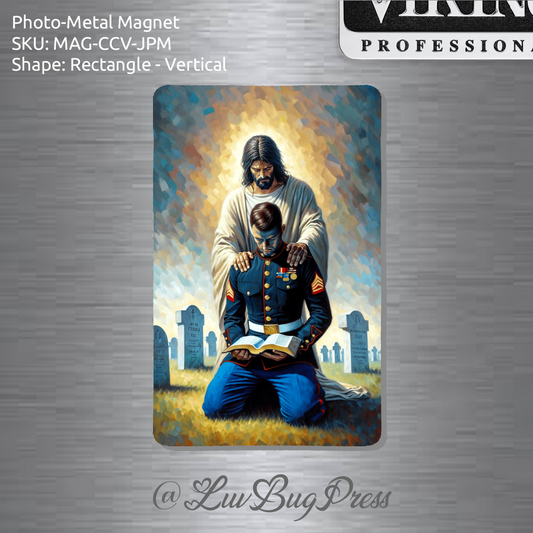 Jesus Comforting a United States Marine Photo-Metal Magnet - USMC