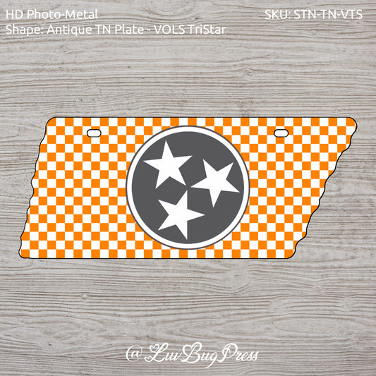 License Plate - Antique Tennessee Shape - VOLS TriStar Design