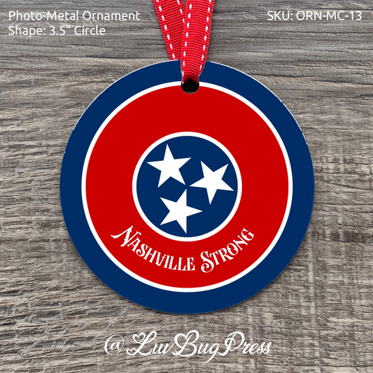 3.5" Circle Photo-Metal - Nashville Strong Ornament